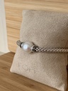 FOPE bracelet extensible Flex'It Solo en or 18 cts, avec perle blanche, diamants blancs et noirs 642B BTHM