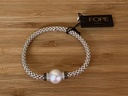 FOPE bracelet extensible Flex'It Solo en or 18 cts, avec perle blanche, diamants blancs et noirs 642B BTHM