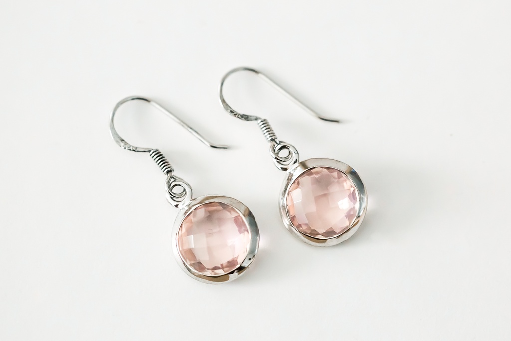 Boucles oreilles Quartz Rose