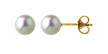 Boucles d'oreilles Saphir France en or jaune avec perles blanches 5-5,5 mm 8BF50M