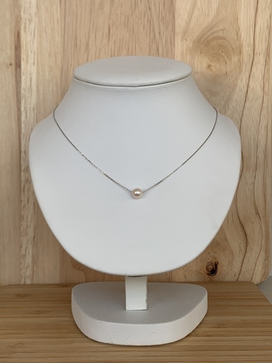 [025316] Collier Saphir France en or blanc avec perle coulissante 6-6,5 mm