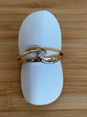 Bague bicolore en 9 carats avec 1 zircon 9RS6234